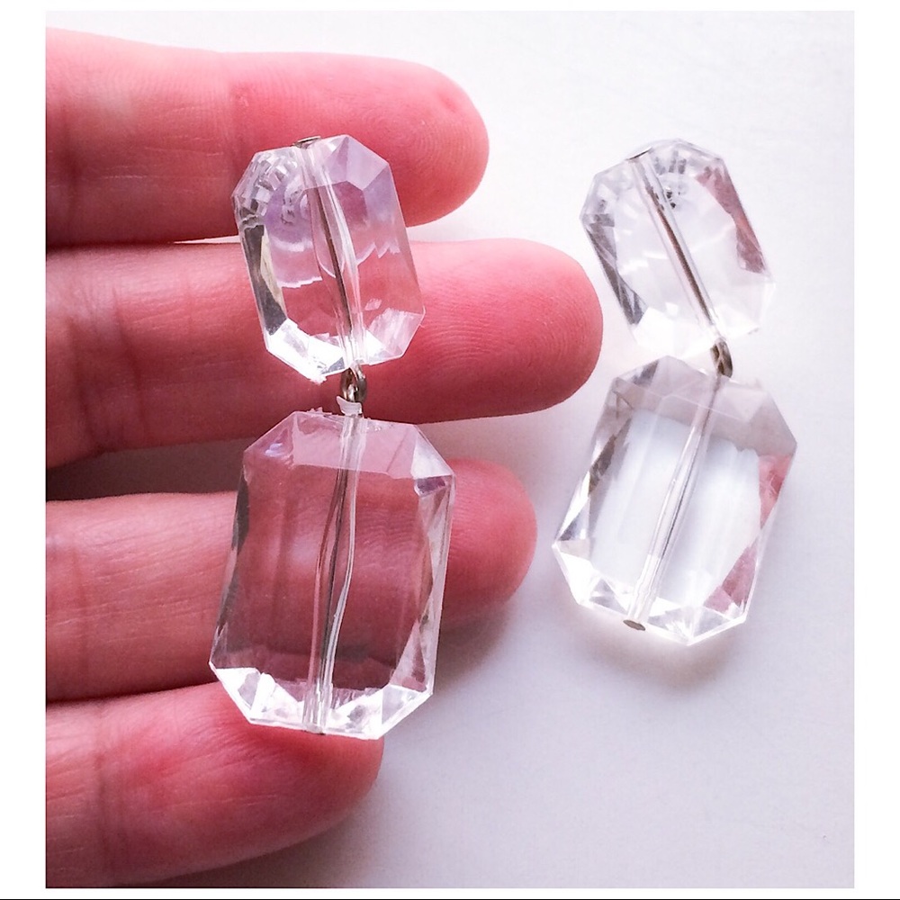 Dangle Drop Earrings Clear Acrylic Resin Dangle - Picture 3 of 4